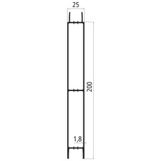 25mm - Bordwandprofil Alu eloxiert, Höhe 20cm, Steckprofil Mittelteil, individuelle Höhe zusammenstellbar, Meterware