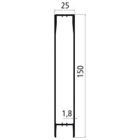 25mm - Bordwandprofil Alu eloxiert, Höhe 15cm, Steckprofil Oberteil, individuelle Höhe zusammenstellbar, Meterware