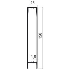 25mm - Bordwandprofil Alu eloxiert, Höhe 15cm, Steckprofil Oberteil, individuelle Höhe zusammenstellbar, Meterware
