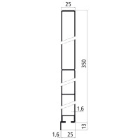 Aluminium-Bordwandprofil Höhe 35cm, Alu eloxiert, beidseitig gerade, mit Nase unten, mit Kammer für Gewindeschienen unten